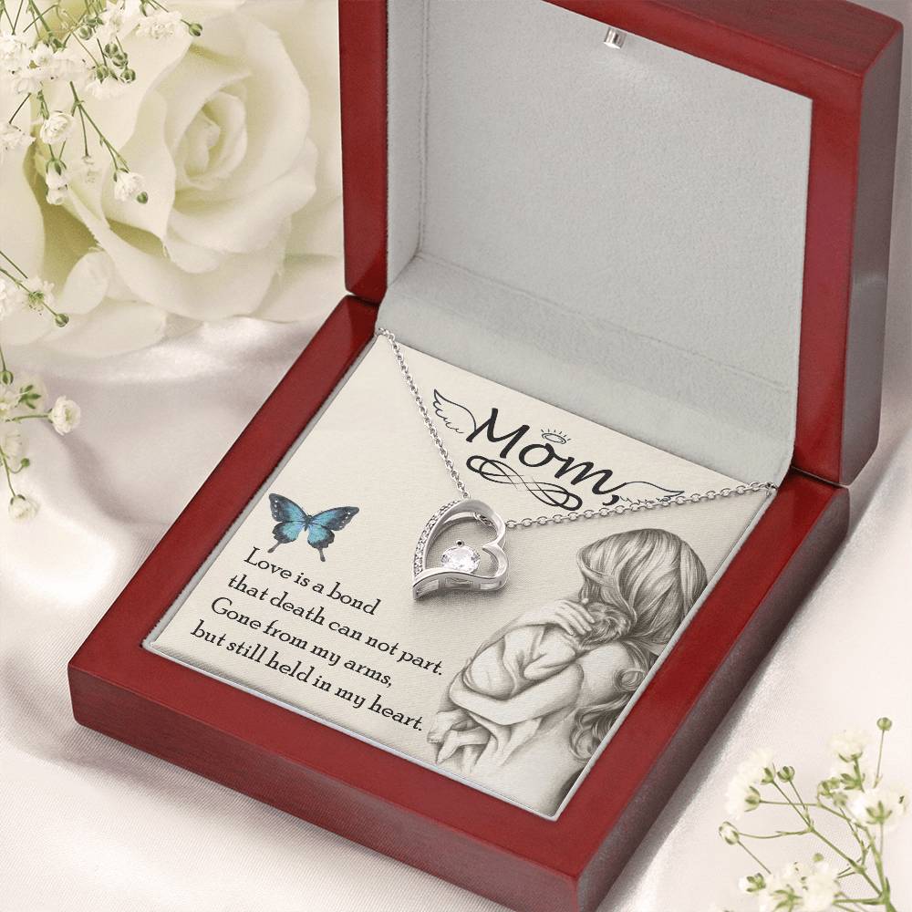 Remembrance Necklace Mom Love Is A Bond That Death Can Not Part Gift To Remember Mom Angel Wings 1 Forever Love Necklace