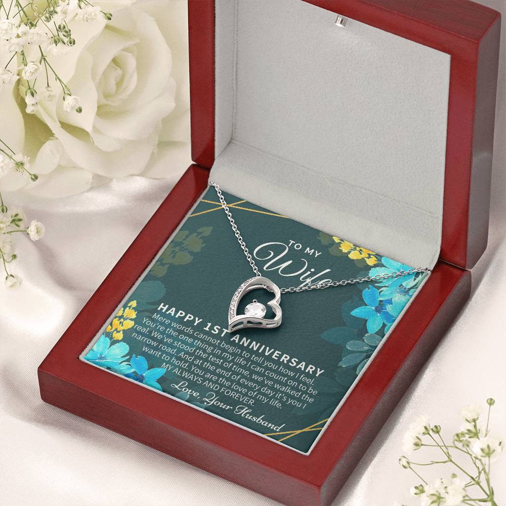 1st Anniversary Gift For Wife 1st Wedding Anniversary One Year Anniversary Gifts First Year Anniversary First Anniversary Gift For Forever Love Necklace