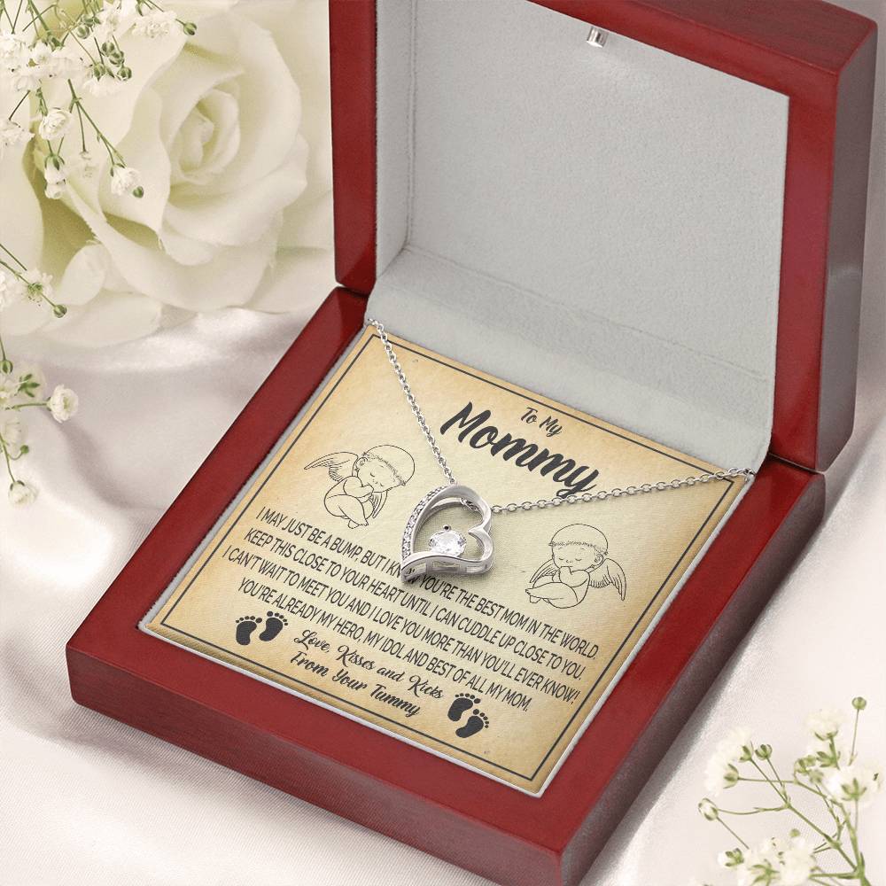 New Mommy Baby Shower Gift Pregnancy Gift Baby Bump Gift From Tummy To My Mommy After Birth Gifts Forever Love Necklace