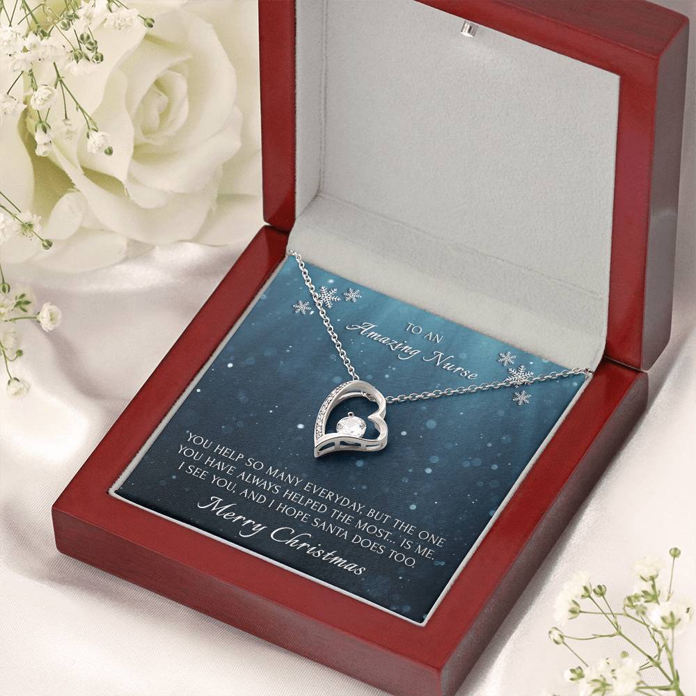 Merry Christmas To An Amazing Nurse 14K Gold Necklace Forever Love Necklace