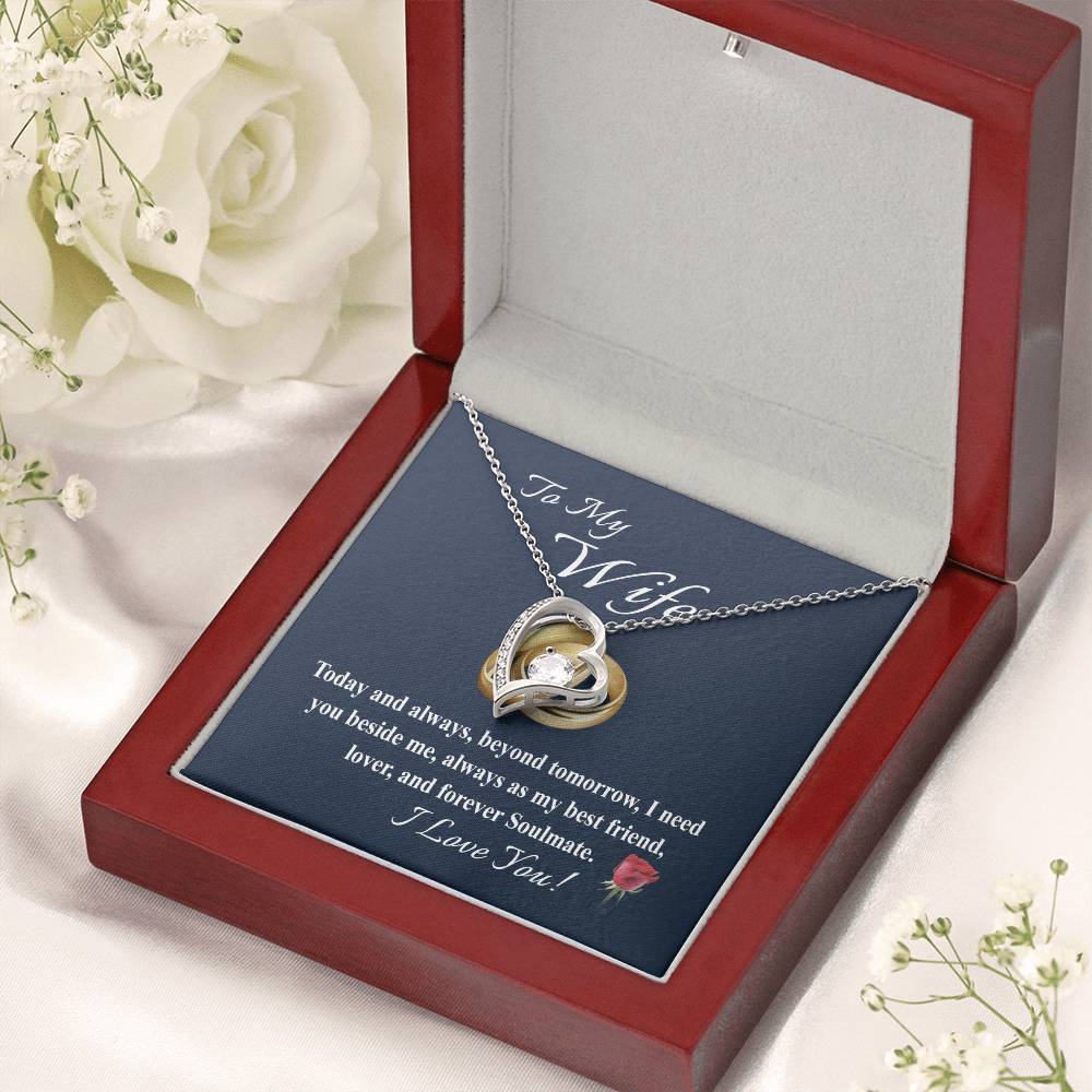 To My Wife Message Card With Heart Necklace Gift Necklace For Wife From Husband Anniversary And Birthday Gift For Wife Forever Love Necklace