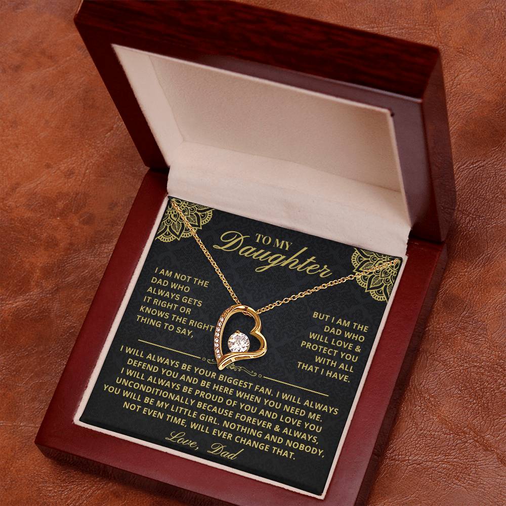To My Daughter - Forever & Always  From Father Dad, Inspirational Strength Gift, Forever Love Necklace, 14K Sentimental Present, Xmas Forever Love Necklace