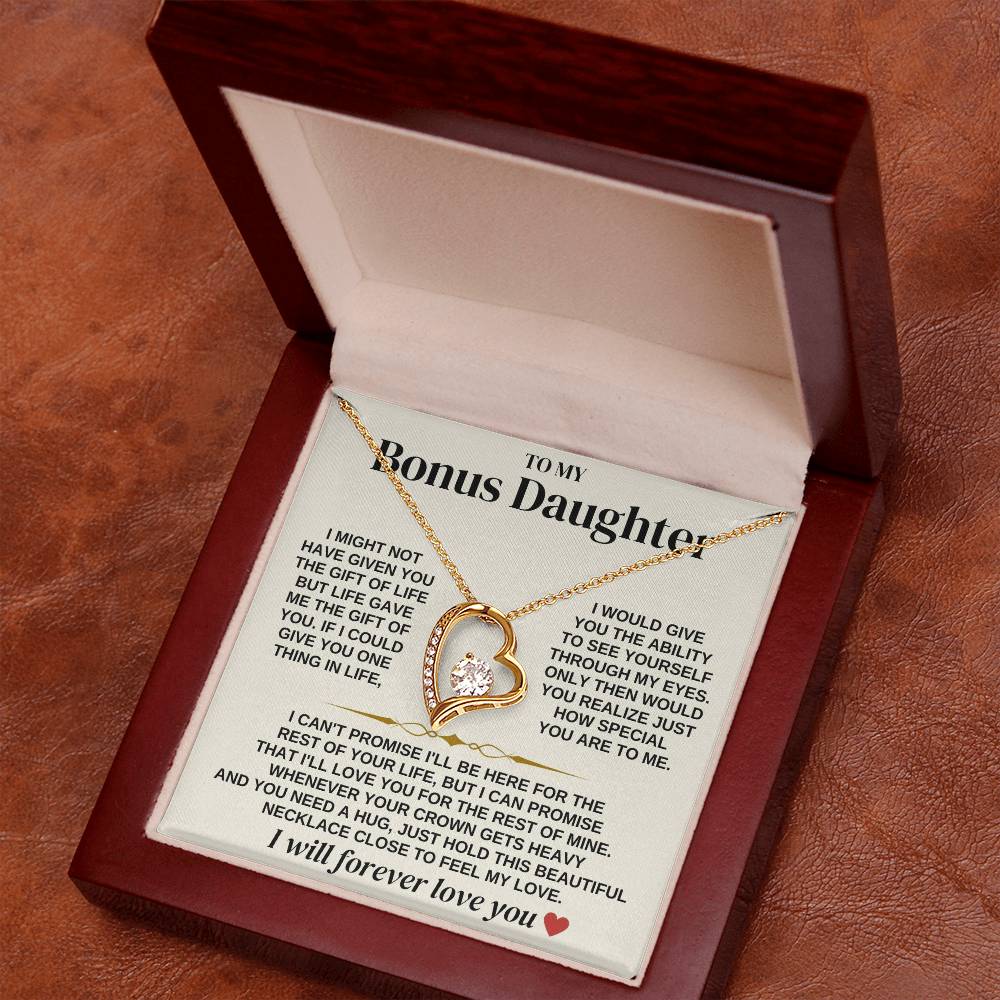 To My Bonus Daughter - Necklace Gift Set - Ss312 Forever Love Necklace