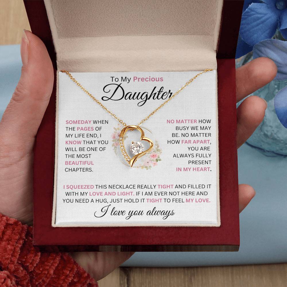 To My Daughter No Matter How Busy... Love You Heart Necklace Forever Love Necklace