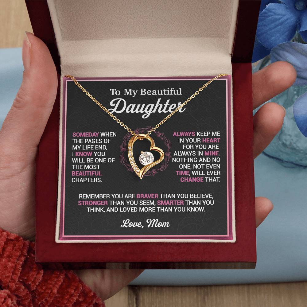 To My Daughter Necklace, Gift For Daughter From Mom, Mother Daughter Necklace Forever Love Necklace