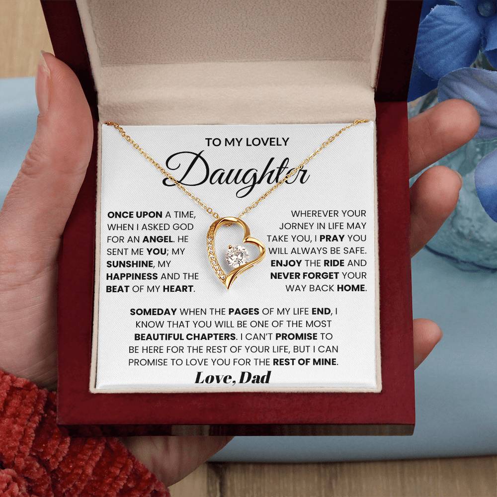 To My Lovely Daughter - Once Upon A Time, When I Asked God For An Angel Forever Love Necklace