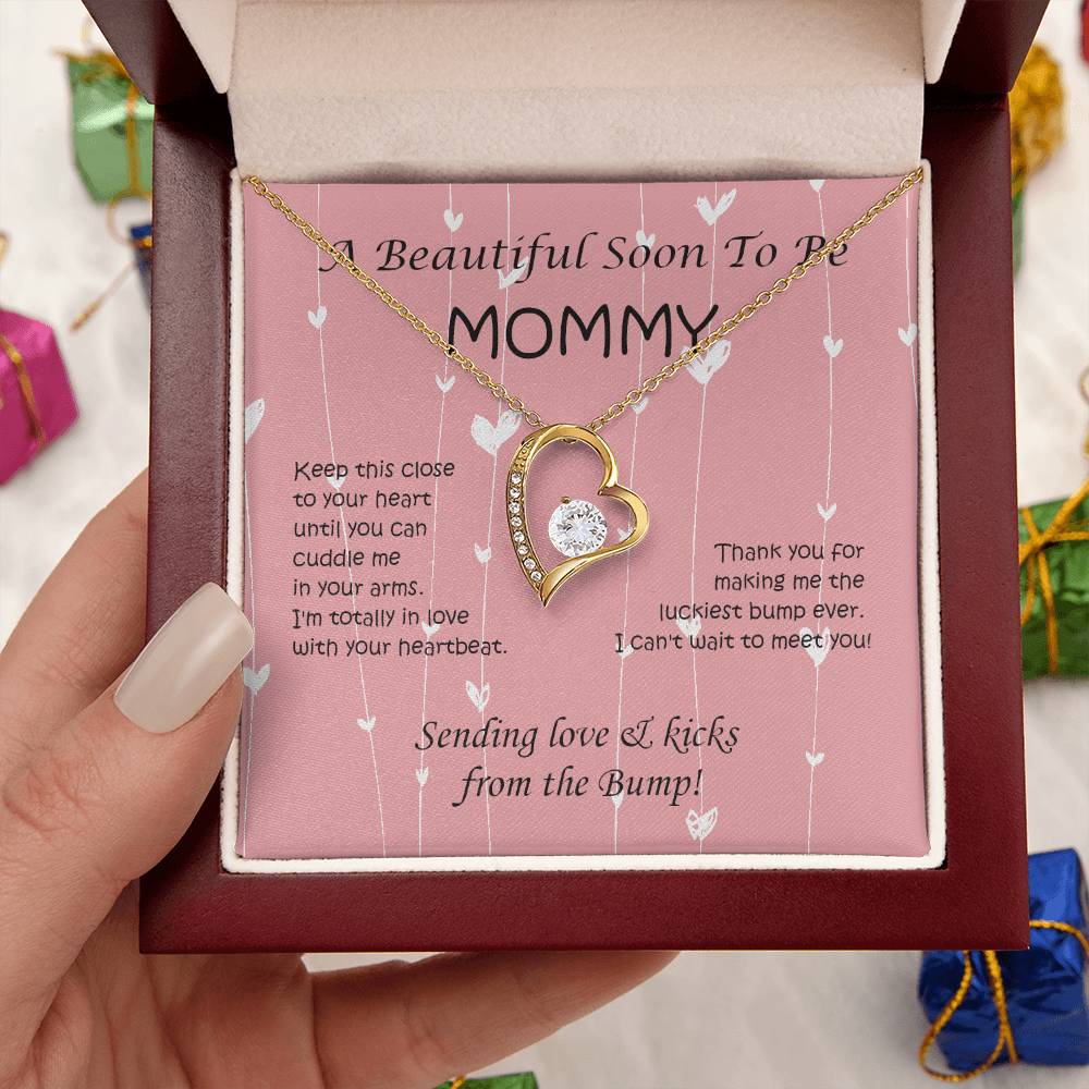 A Beautiful Soon To Be Mommy Heart Necklace Sending Love And Kicks From The Bump 1 Forever Love Necklace