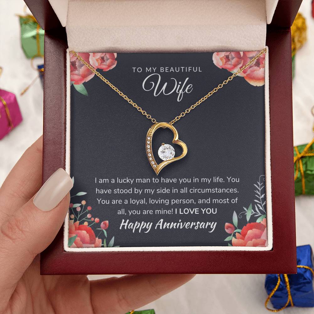 To My Beautiful Wife Anniversary Necklace Forever Love Necklace