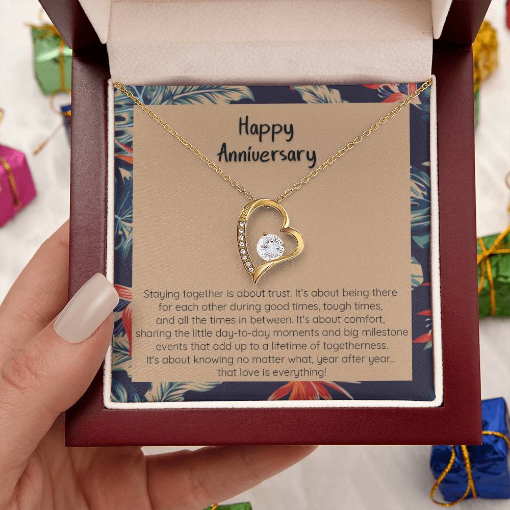 Anniversary Gift Love Is Everything 14K White Gold Or 18K Yellow Gold Finish Pendant Necklace Forever Love Necklace