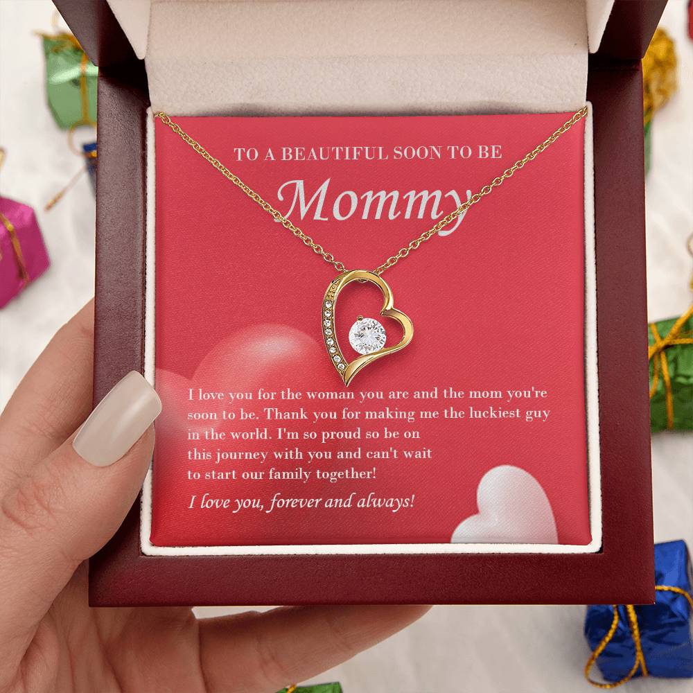 Mom To Be Valentine's Necklace From Baby Bump And Husband First Time Mommy Soon To Be Mother Jewelry Pregnant Valentine's Present Forever Love Necklace