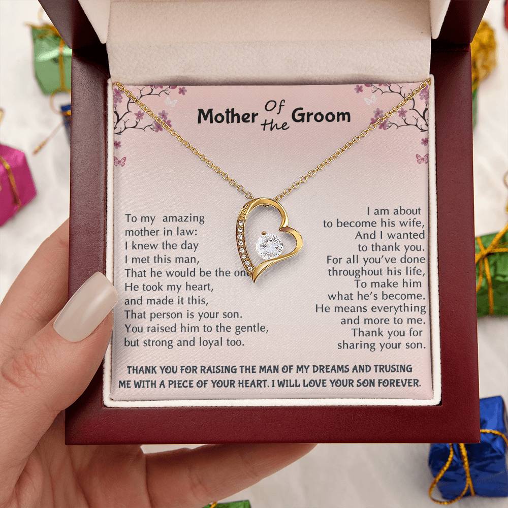 Mother Of The Groom Wedding Gift Bridal Party Rehearsal Dinner Man Of My Dreams Parent Of Groom Bridal Shower Christmas Gifts Forever Love Necklace