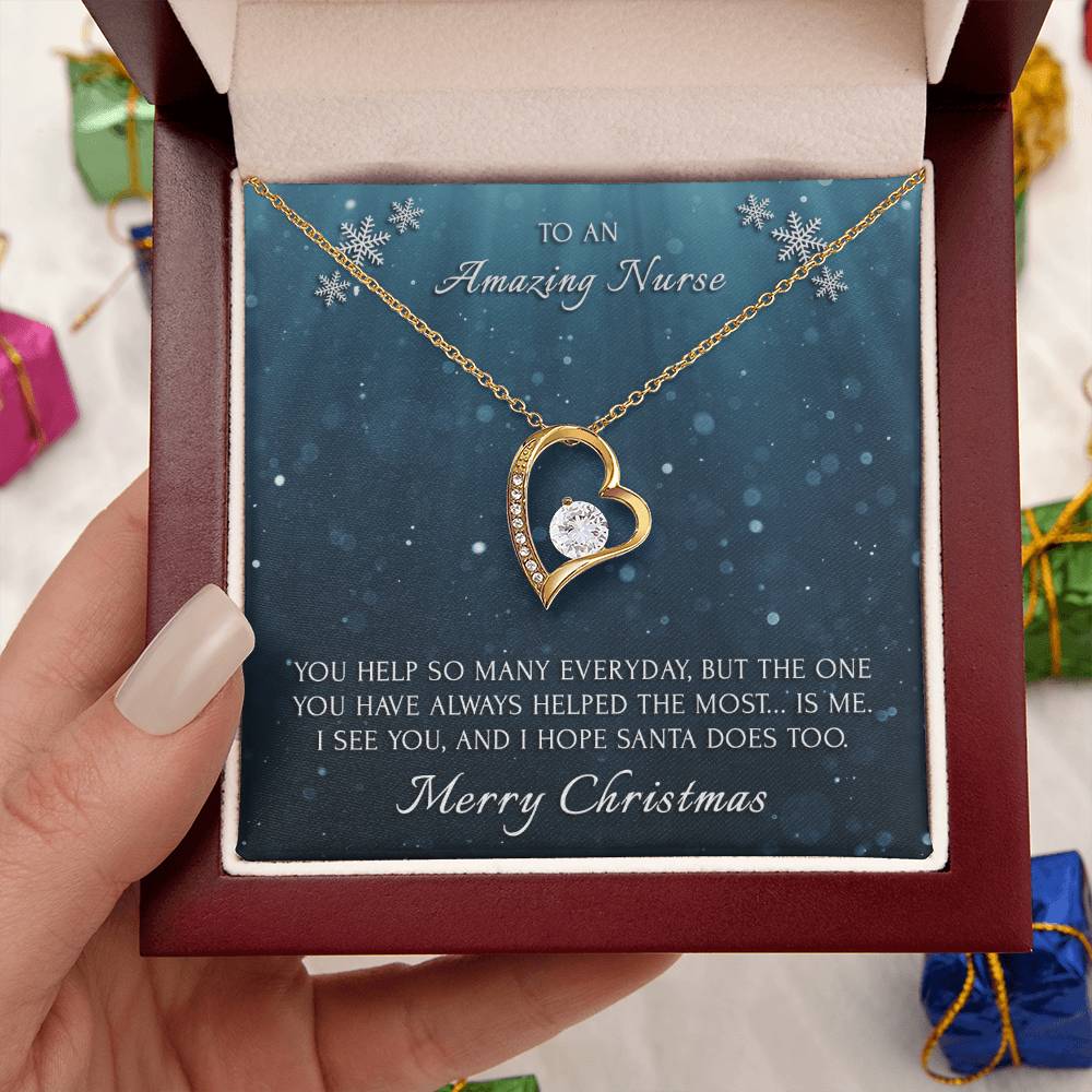 Merry Christmas To An Amazing Nurse 14K Gold Necklace Forever Love Necklace