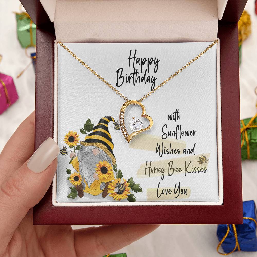 Happy Birthday Necklace With Sunflower Gnome Care Forever Love Necklace