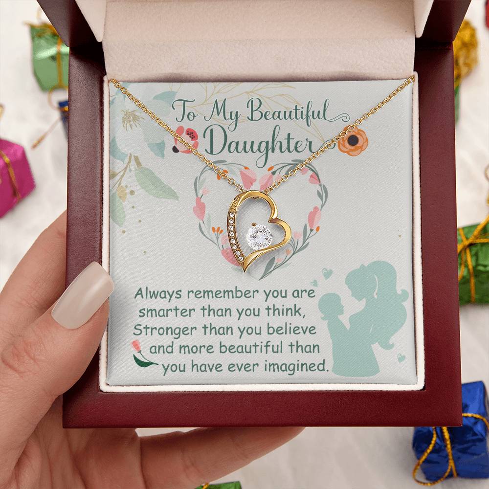 To My Beautiful Daughter Necklace To Daughter From Mom Mom And Daughter Gift Valentine's Mother's Day Daughter Forever Love Necklace