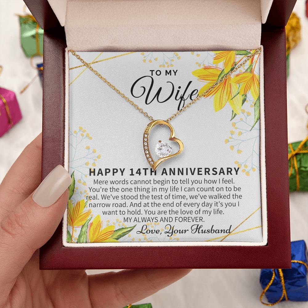 14 Year Wedding Anniversary Gift For Wife 14Th Anniversary Gift For Her 14 Year Anniversary Gift Ideas 14Th Anniversary Gifts Forever Love Necklace