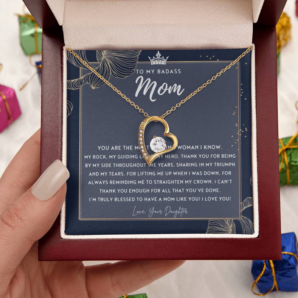 Badass Mom Gift To My Badass Mom Necklace Mother’s Day Gift Daughter To Mom Gift Gift From Daughter To Mom On Wedding Day Mom Gift 2 Forever Love Necklace