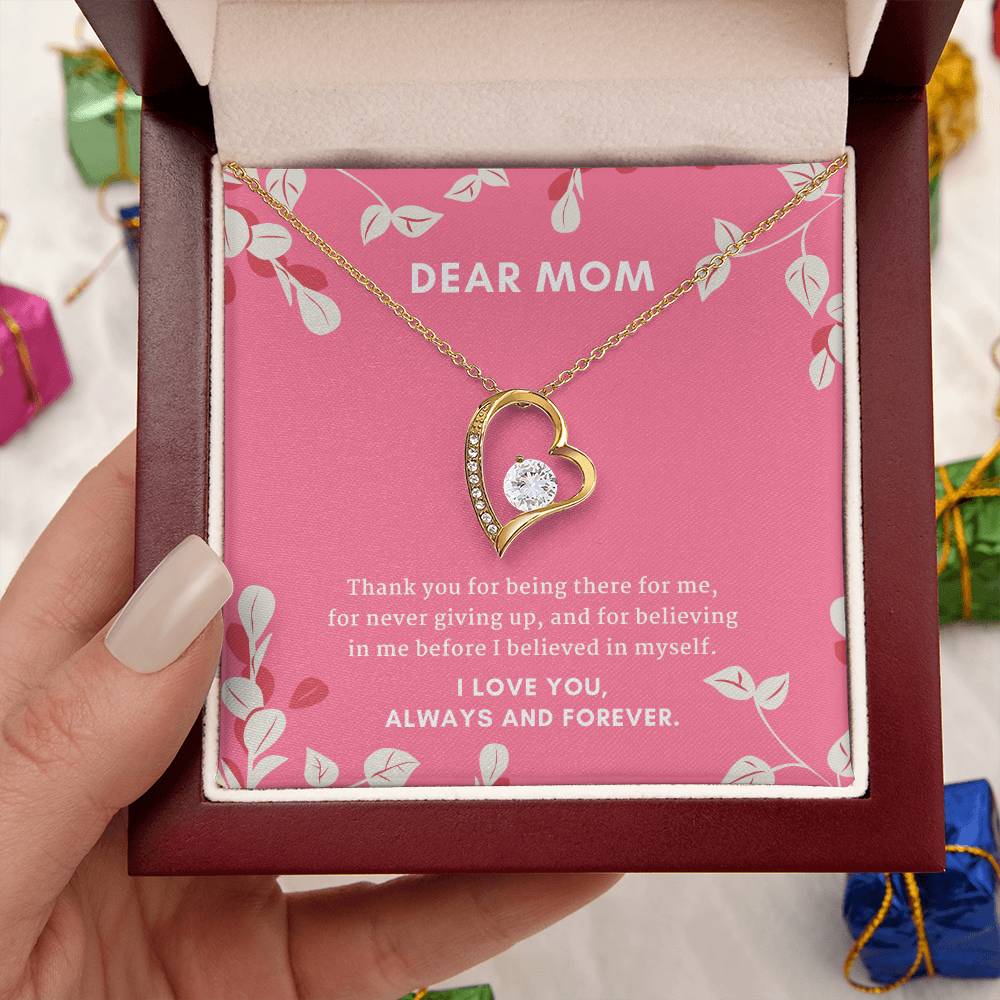 Mom I Love You Always And Forever Cubic Zirconia Heart Pendant Necklace Forever Love Necklace