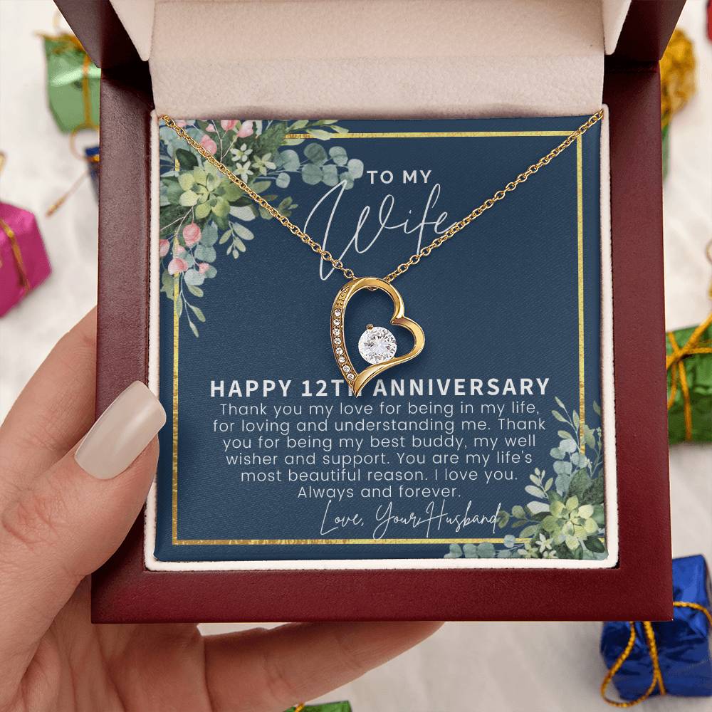 12 Year Anniversary Gift Ideas 12Th Anniversary Gift For Her 12 Year Wedding Anniversary Gift For Wife 12Th Anniversary Gifts Forever Love Necklace
