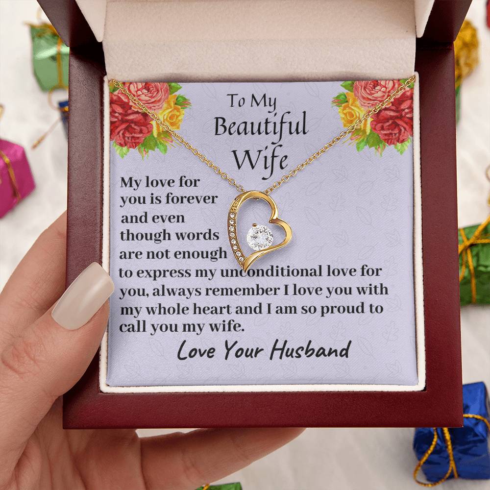 To My Beautiful Wife My Love For You Is Forever Necklace 2 Forever Love Necklace