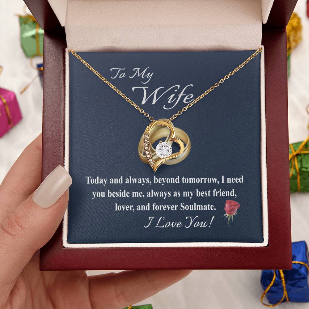 To My Wife Message Card With Heart Necklace Gift Necklace For Wife From Husband Anniversary And Birthday Gift For Wife Forever Love Necklace