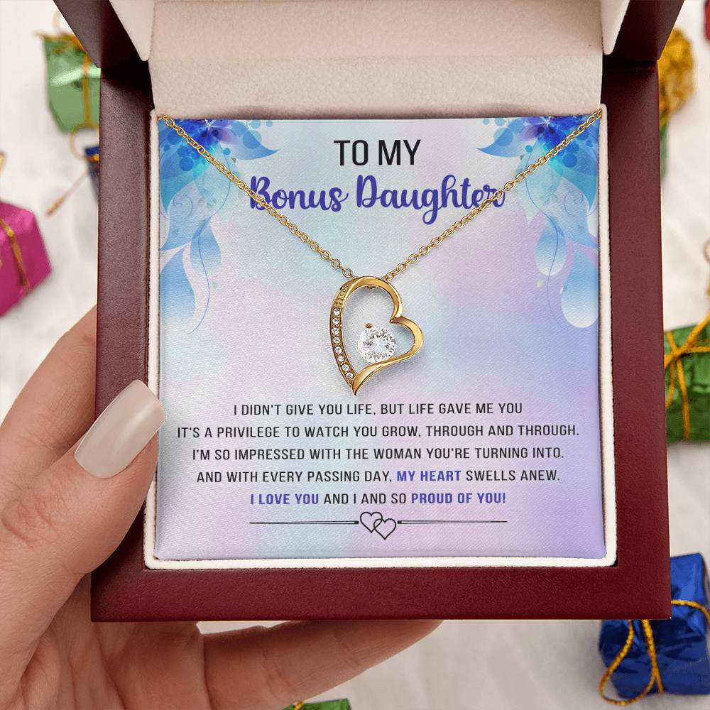 Best Gift For Bonus Daughter Message Card With Necklace Jewelry Gift Christmas Gifts For Daughter From Mom Forever Love Necklace