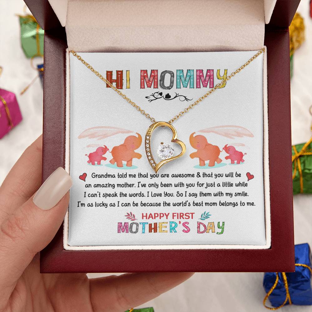 Hi Mommy Grandma Told Me That You Are Awesome Happy Mothers Day Mom Gifts From Daughter Gift For Mom From Daughter Forever Love Necklace