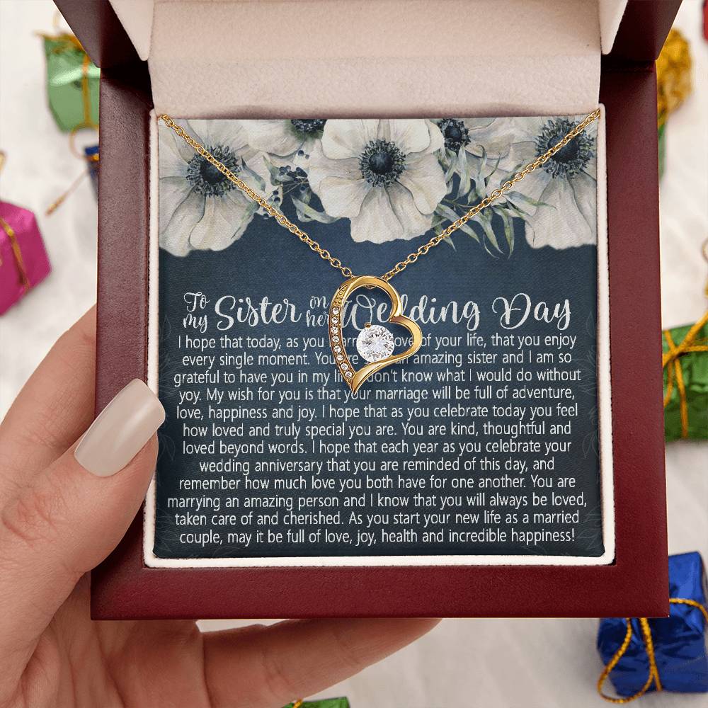 Sister Wedding Day Forever Love Necklace Gift To Bride From Sister Necklace Sister To Bride Gift Bride Jewelry Cute Gift From Sister Forever Love Necklace