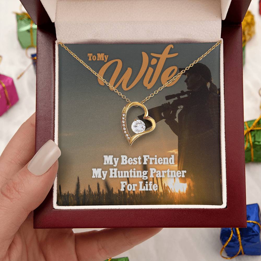 My Wife My Hunting Partner For Life Christmas Or Birthday Gift For The Woman Who Hunts To My Wife Necklace Anniversary Gift For Wife Forever Love Necklace