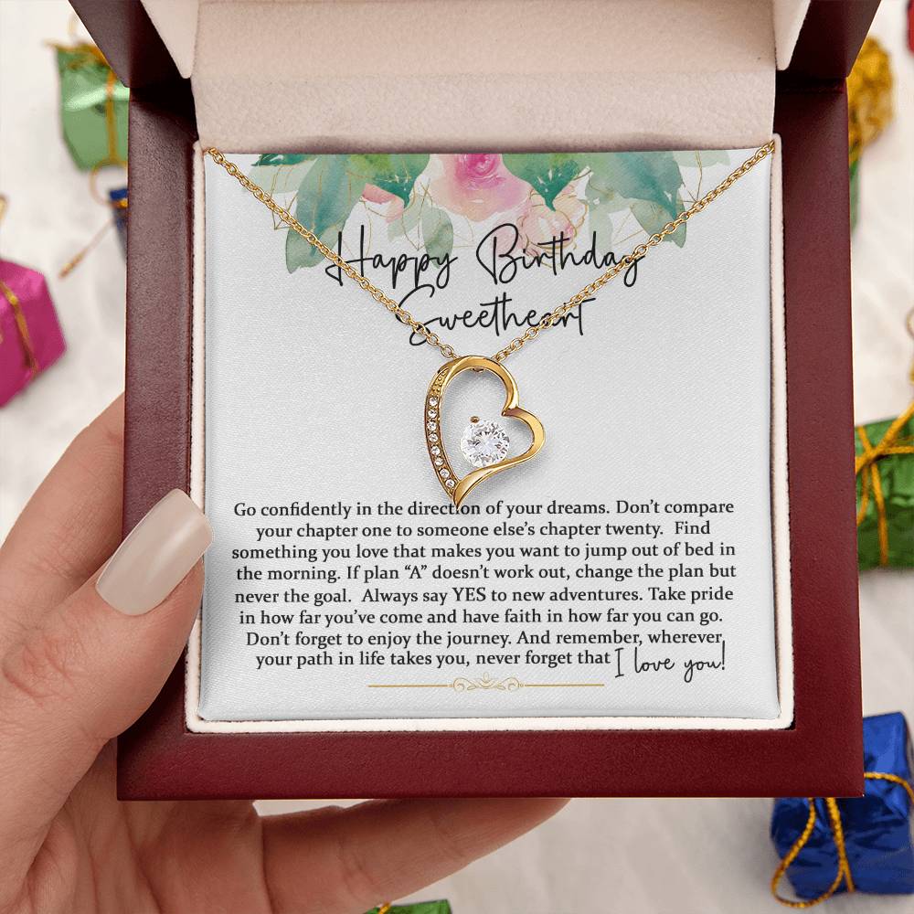 Happy Birthday Sweetheart Forever Love Pink Gold 1 Forever Love Necklace