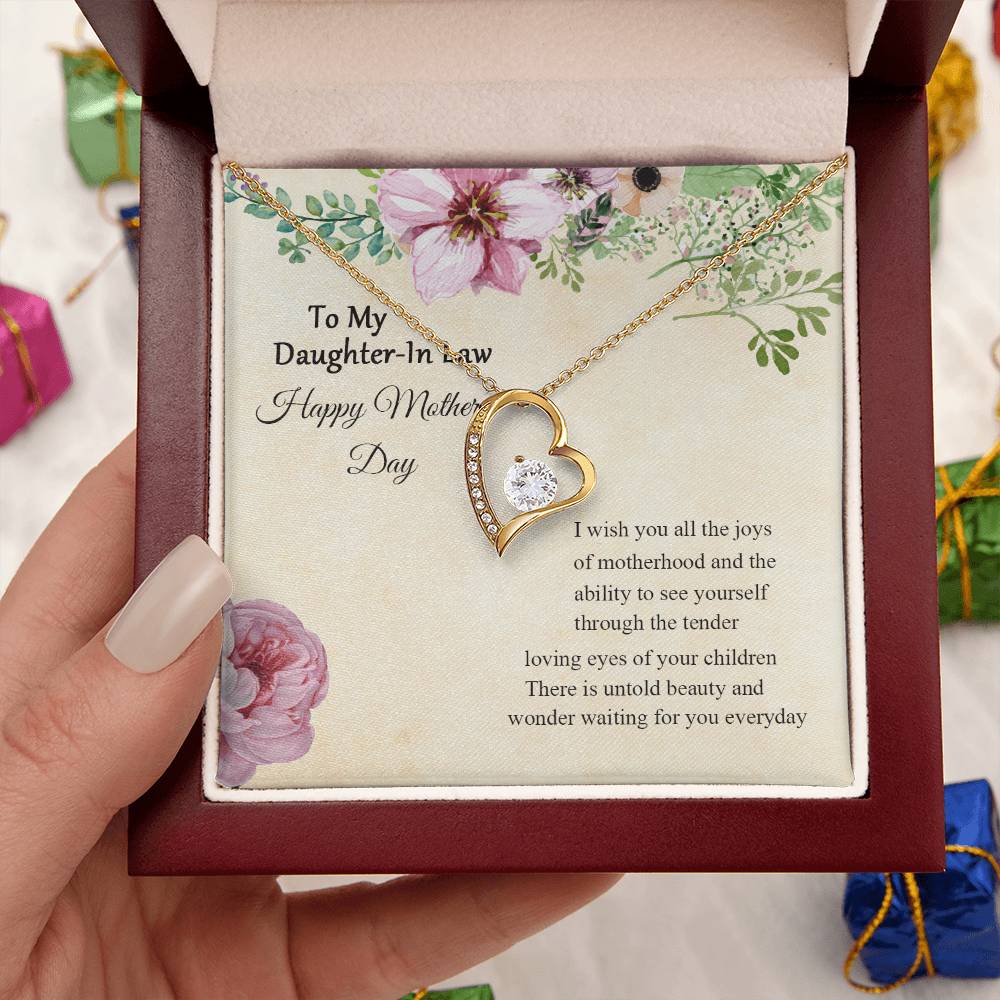 To My Daughter In Law Mother's Day Gift For Daughterinlaw New Mom Necklace Daughter Gift For Happy Mother's Day Forever Love Necklace