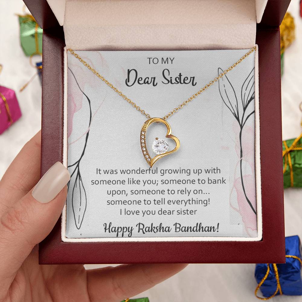 To My Sister - Happy Raksha Bandhan - 925 Sterling Silver Pendant Forever Love Necklace