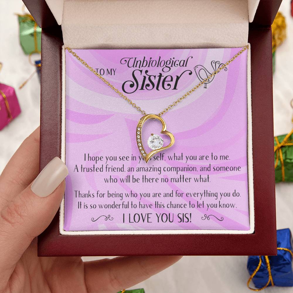 Unbiological Sisters Necklace Bonus Sister Soul Sister Best Friend Sister In Law Step Sister Gifts For Her 1 Forever Love Necklace