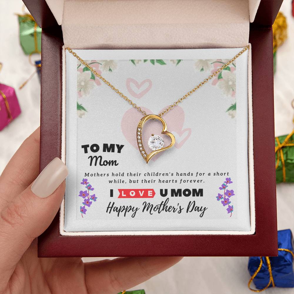 To Mom -14K White Gold Necklace - Mother's Day Gift Forever Love Necklace