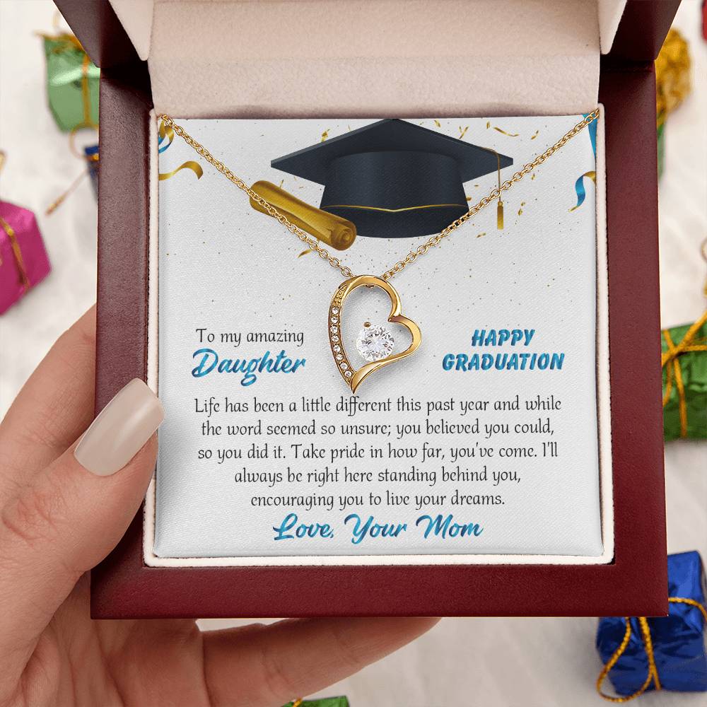 To My Amazing Daughter Happy Graduation Love Your Mom - Graduation Necklace - Senior Class Congratulations Forever Love Necklace