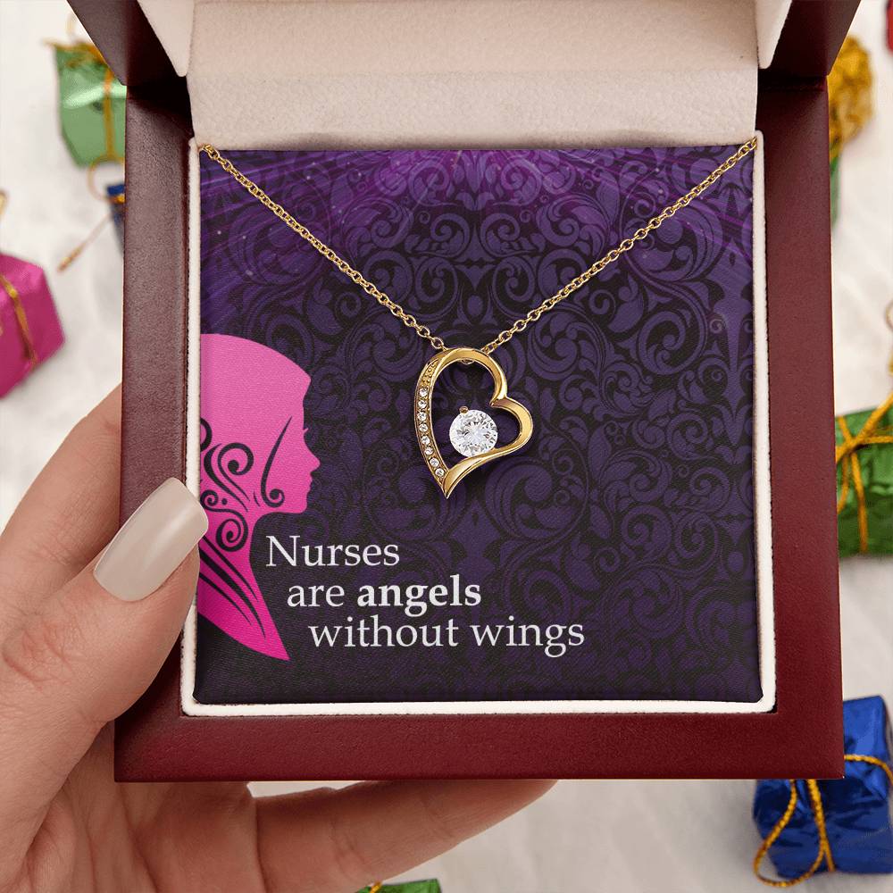 Nurse Appreciation Gift Necklace Nurse Graduation Nurse Week Jewelry Practitioner Retirement Wing Rn Necklace Nurses Are Angels Without Wings Pendent Forever Love Necklace