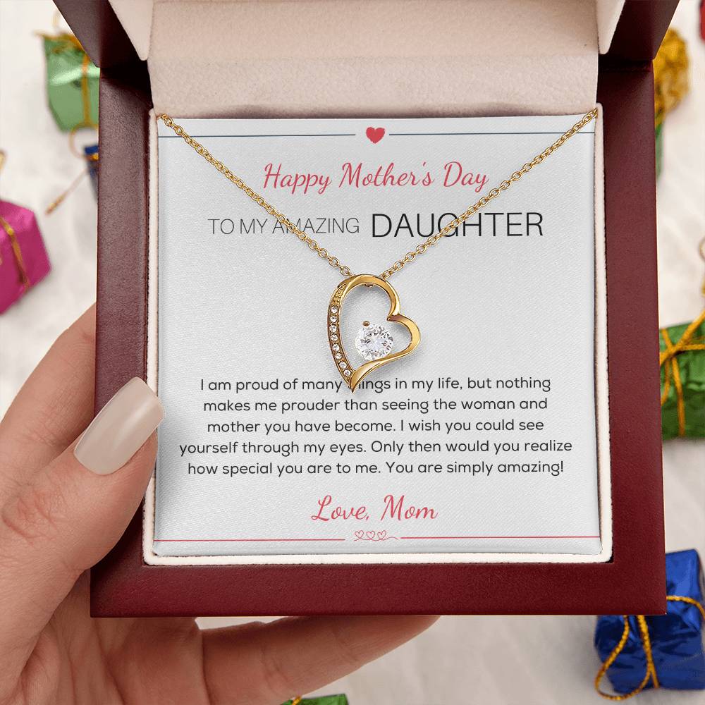 To My Amazing Daughter Necklace Happy Mother's Day Gift For Daughter From Mom Mother's Day Necklace For Daughter Amazing Daughter Necklace From Dad Forever Love Necklace