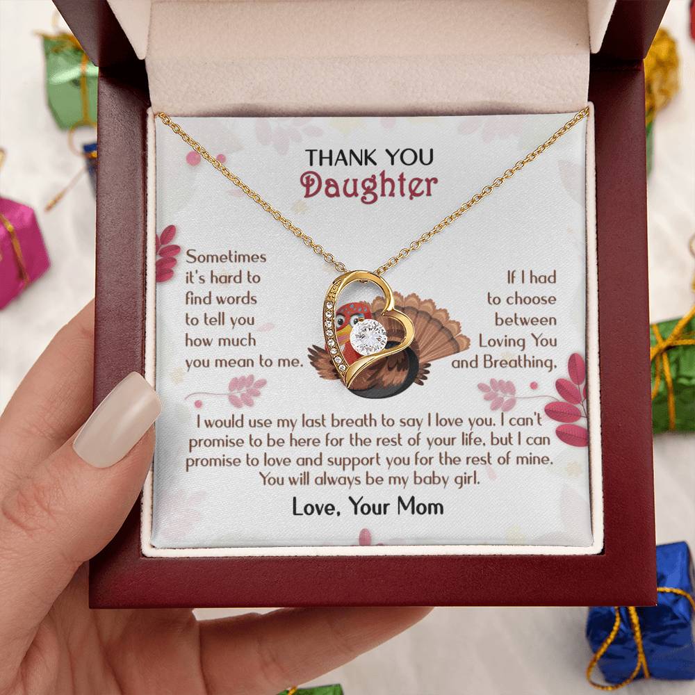 Thanksgiving To Daughter Forever Love Necklace