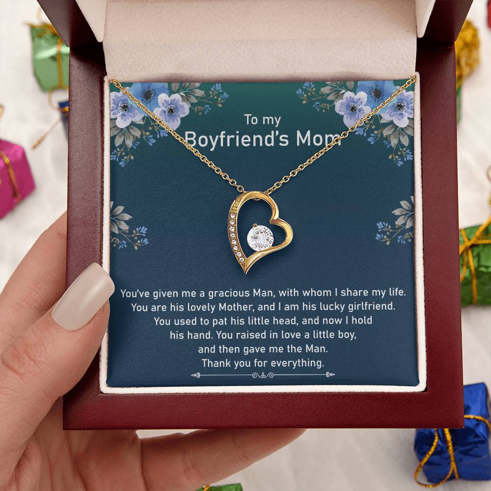 To My Boyfriend's Mom Necklace Mother In Law Jewelry Gift For Christmas Birthday & Mother's Day Forever Love Necklace