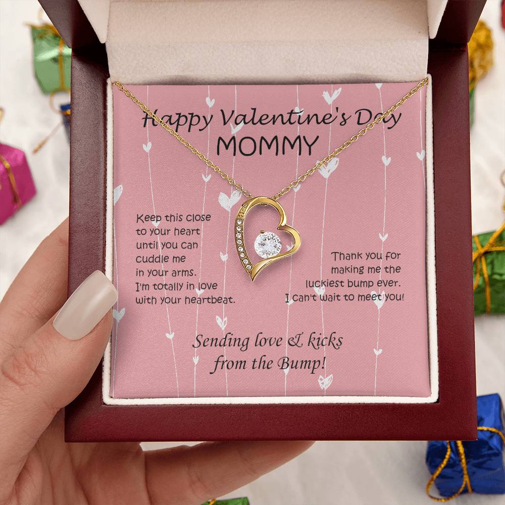 Happy Valentine's Day Mommy To Be Heart 1 Forever Love Necklace