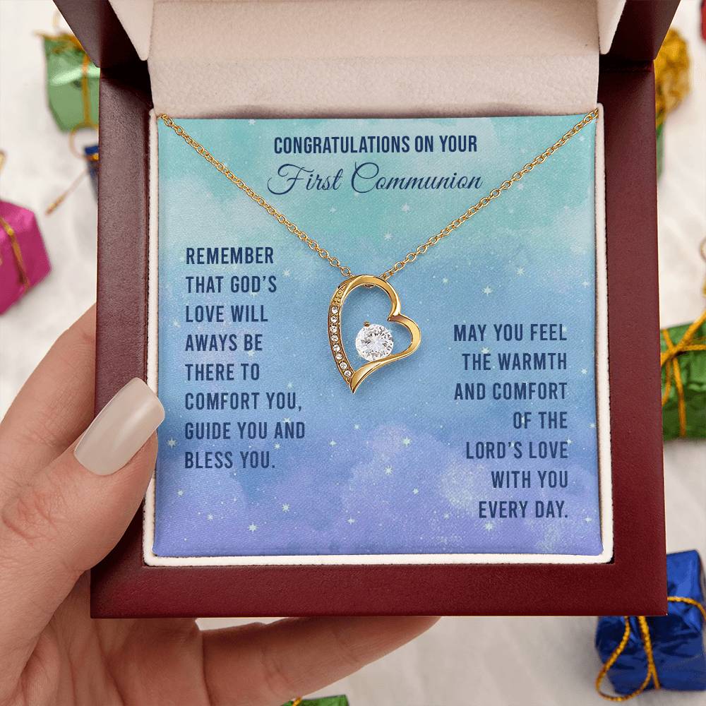 Congratulations On Your First Communion Remember That God's Love Will Aways Be There To Comfort You Guide You And Bless Necklace Forever Love Necklace