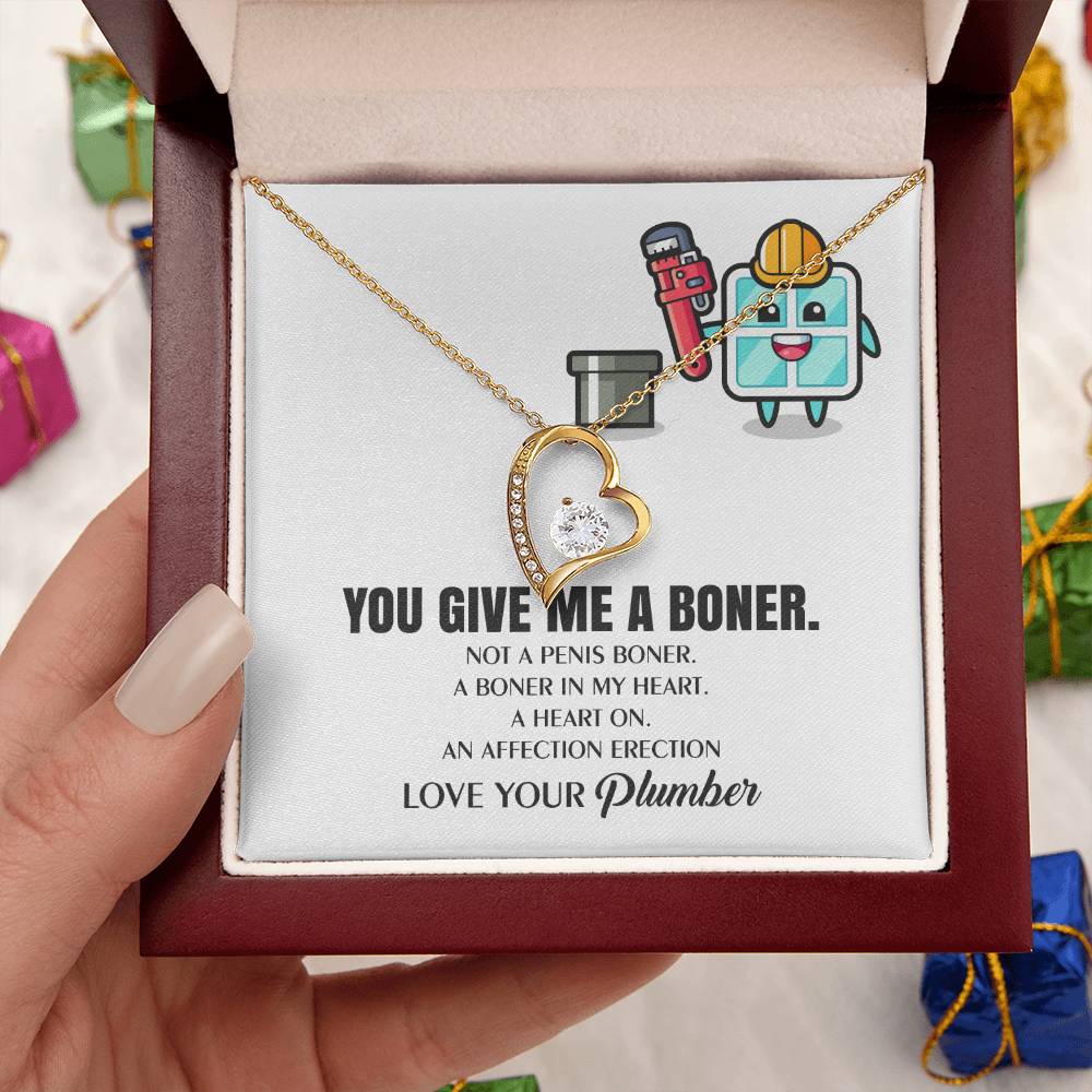 You Give Me A Heart Boner An Affection Erection Funny & Sarcastic Love For Her ♥ Mature Gag Plumber's Wife Funny Gift 1 Forever Love Necklace