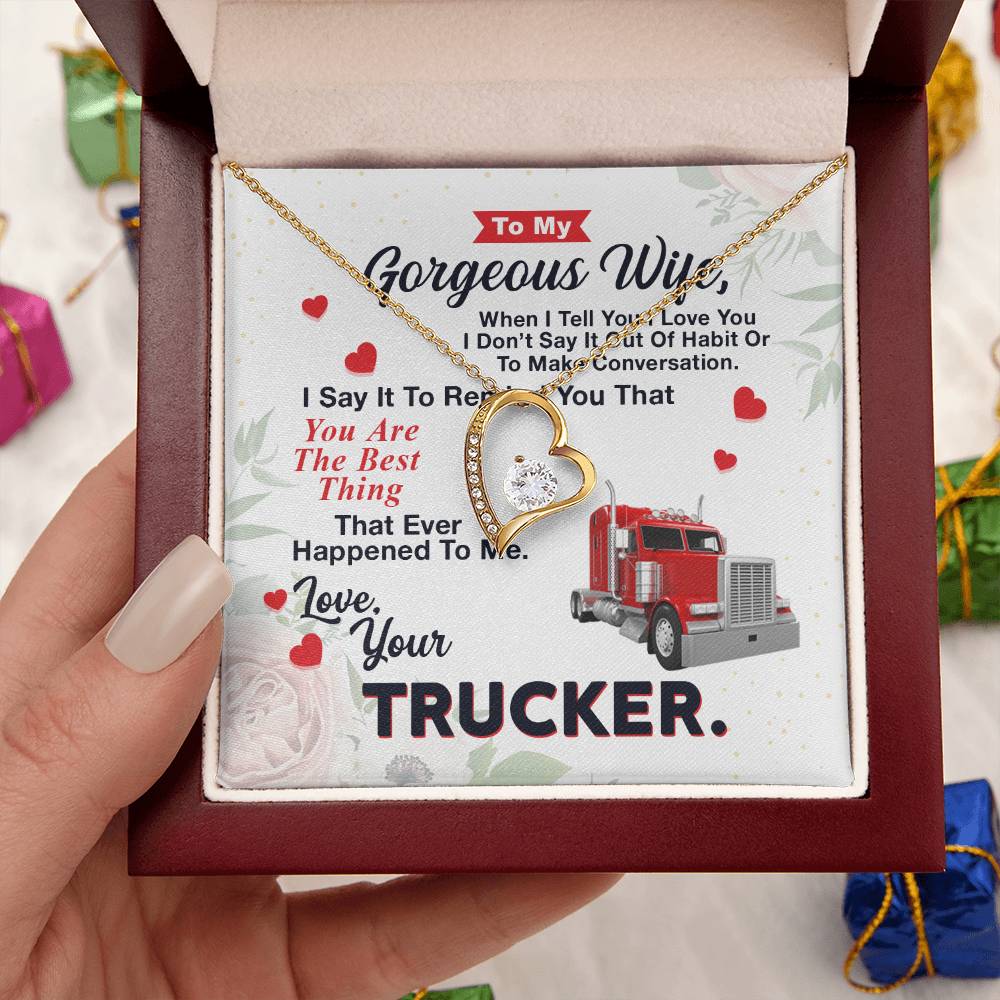 To My Wife From Your Trucker Forever Love Necklace