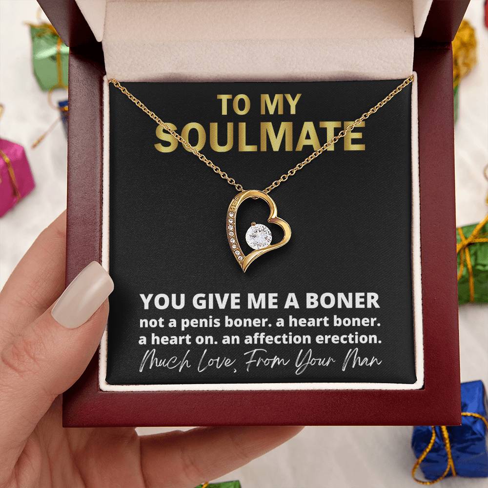 This Dazzling Forever Love Necklace ♥  You Give Me A Heart Boner An Affection Erection Pendant Necklace Funny & Sarcastic Love For Her Mature Gift Forever Love Necklace