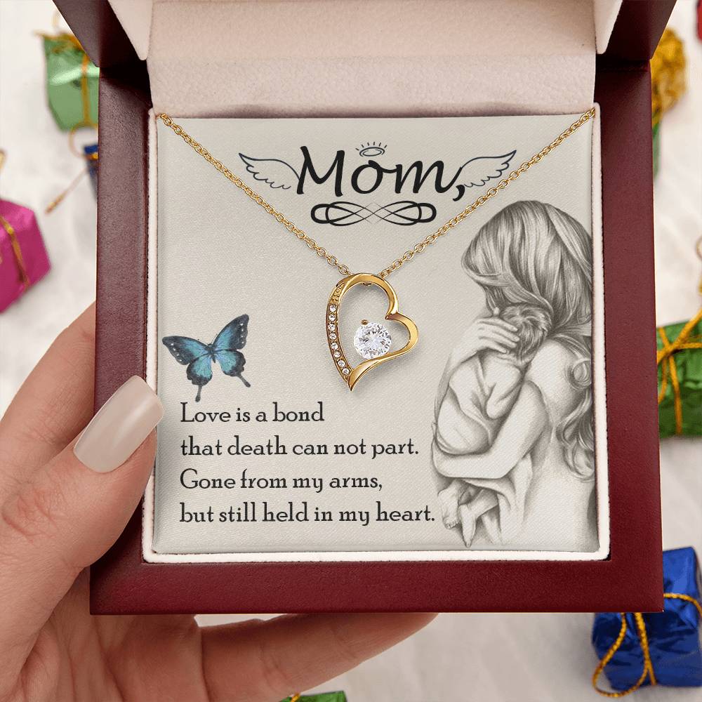 Remembrance Necklace Mom Love Is A Bond That Death Can Not Part Gift To Remember Mom Angel Wings 1 Forever Love Necklace