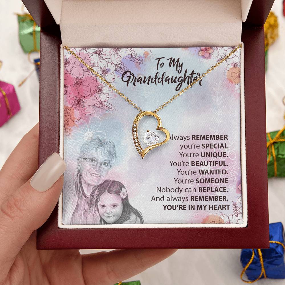 To Our Granddaughter White Gold Necklace Forever Love Necklace