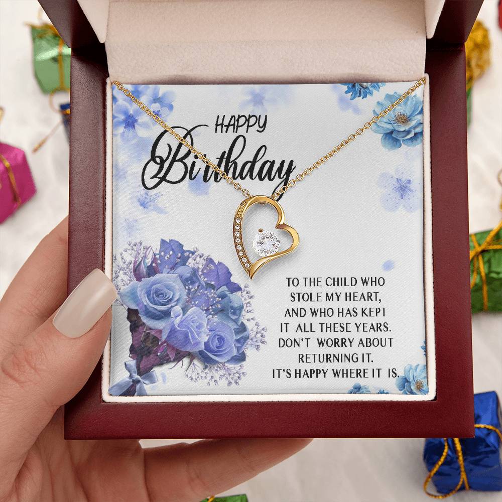 Happy Birthday Necklace Gift For Child Daughter Granddaughter From Mom Dad Grandma Grandpa Stole My Heart Forever Love Necklace