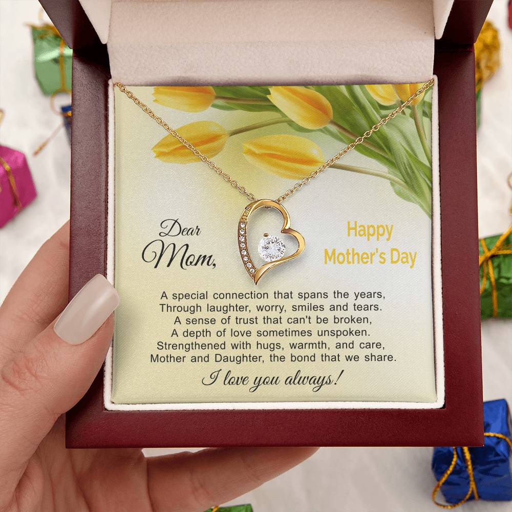The Bond That We Share - Mother And Daughter Forever Love Heart Necklace Gold Silver Forever Love Necklace