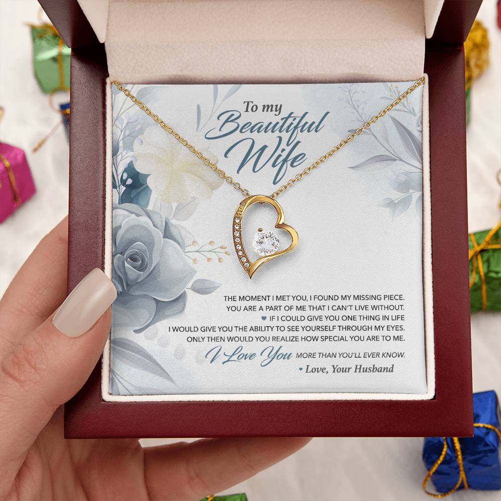 To My Beautiful Wife My Missing Piece Necklace Forever Love Necklace