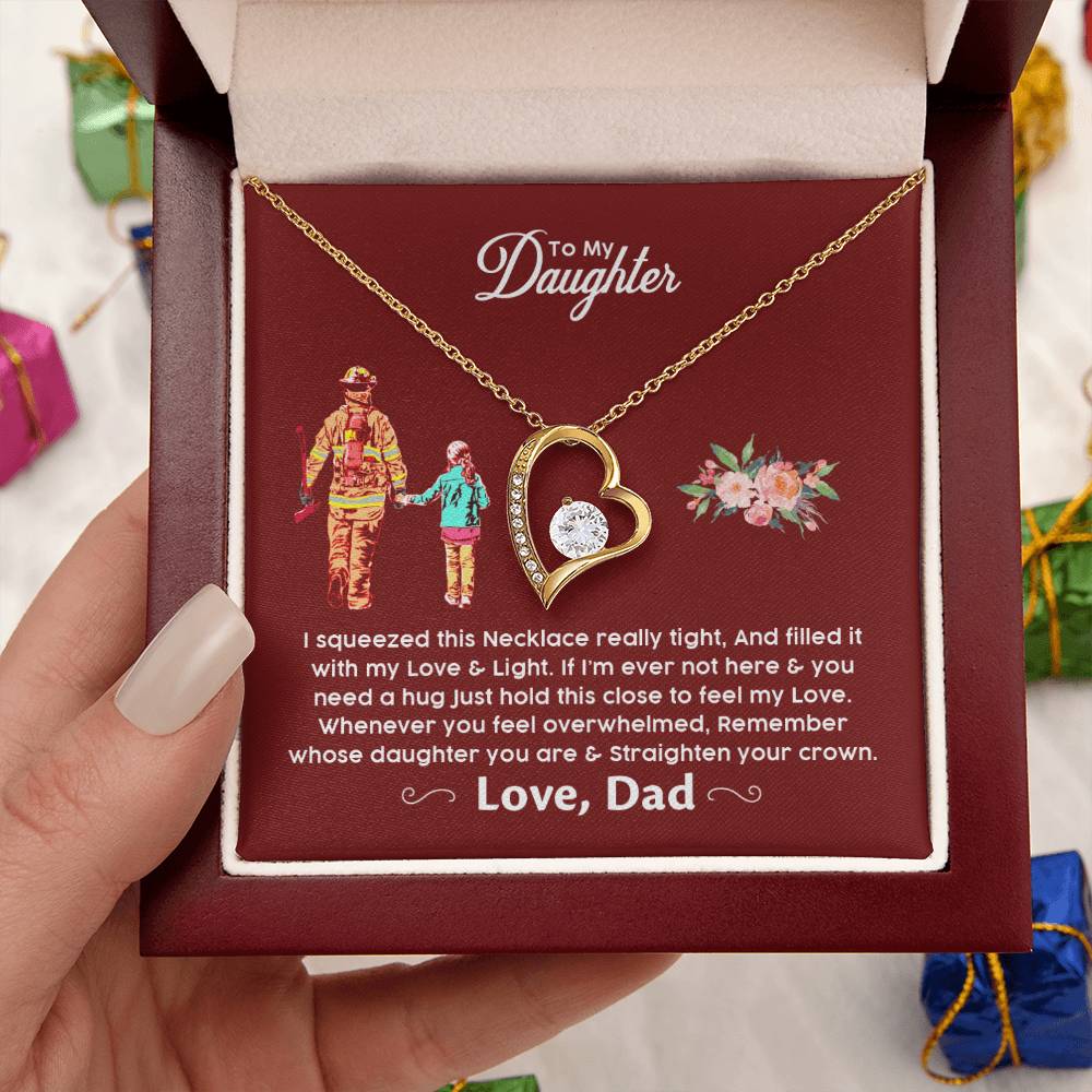 Firefighter's Daughter Gift For Daughter From Firefighter Dad Firefighter Daughter Necklace Forever Love Necklace