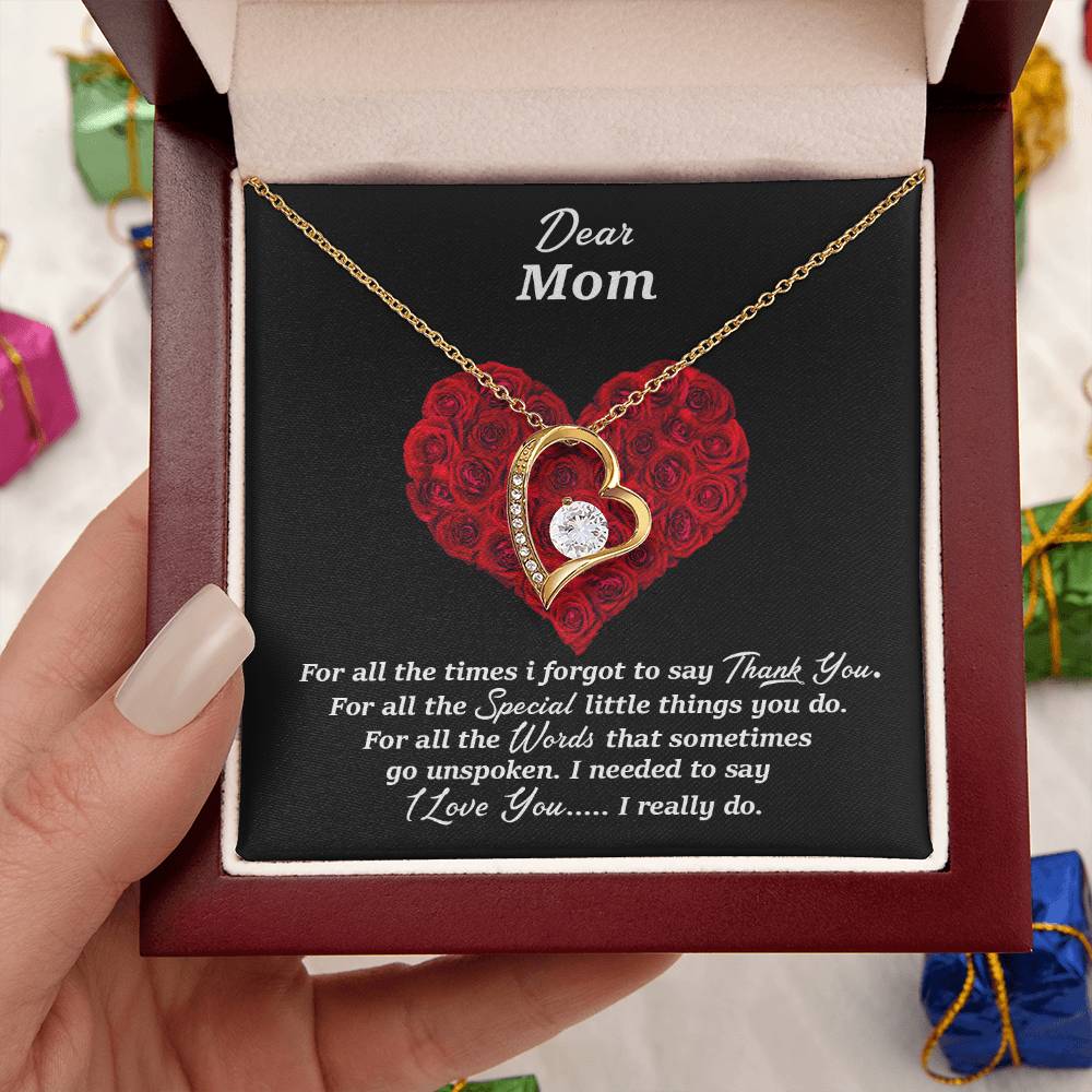 Thank You Mom Mothers Day Gift Forever Love Necklace